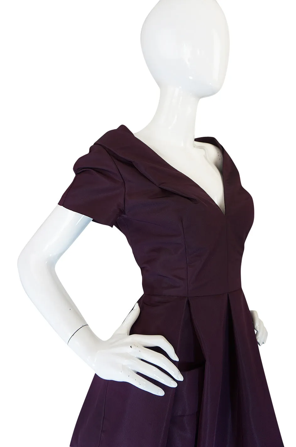 Recent Prada Deep Purple Silk Taffeta Full Skirted Dress