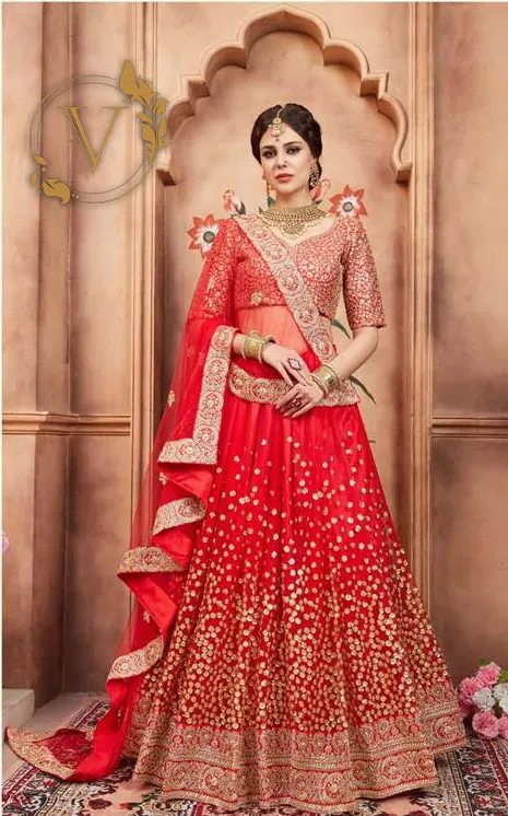 Red Designer Lehenga with Dupatta