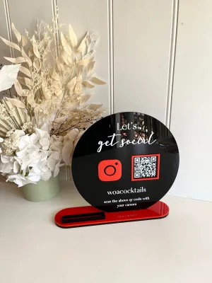 Round Printed Social Instagram Sign Freestanding   card holder