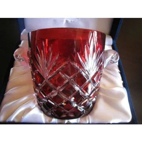 Ruby Red Faberge Ice Bucket in the original presentation box