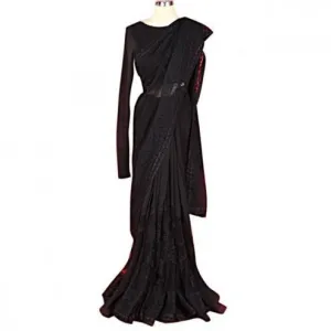 SABYASACHI Black Embroidered Net Saree