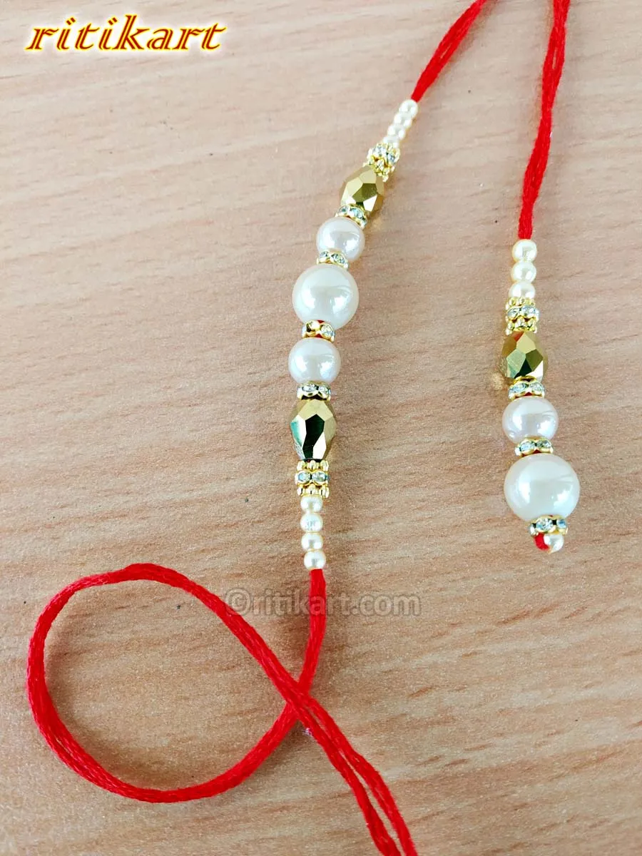 Sandalwood Designer Beads Bhaiya-Bhabhi Rakhi