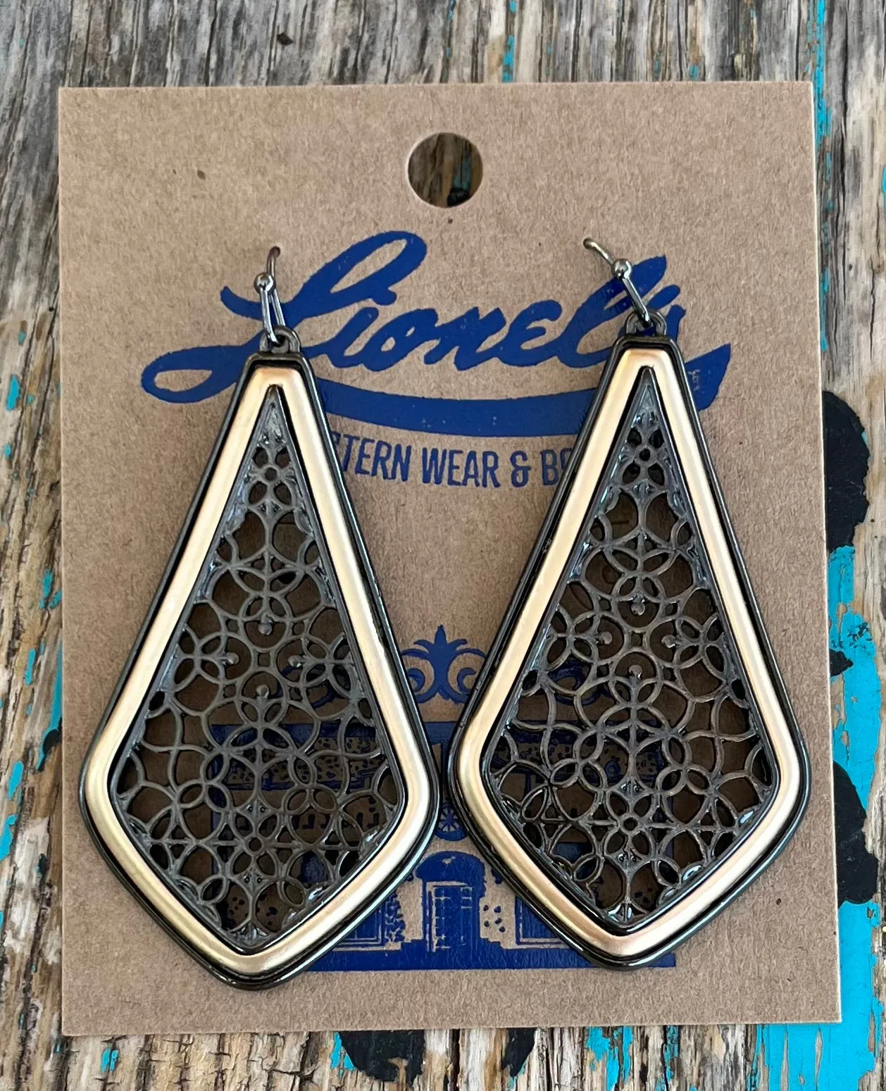 Satin Gold Trimmed Metallic Designer Look Earrings
