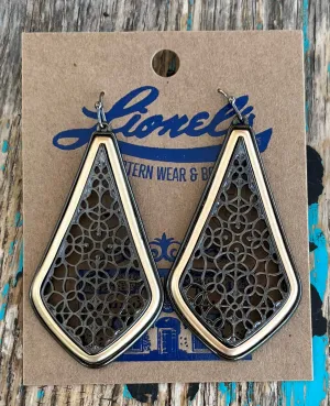 Satin Gold Trimmed Metallic Designer Look Earrings