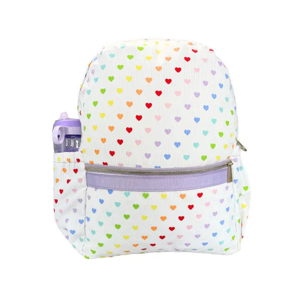 Seersucker Backpack w/ Pockets | Tiny Hearts
