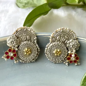 Sheetal Zaveri   I   Fleur Studs Hancrafted Earrings, Natural pearls used.  SZ-E40