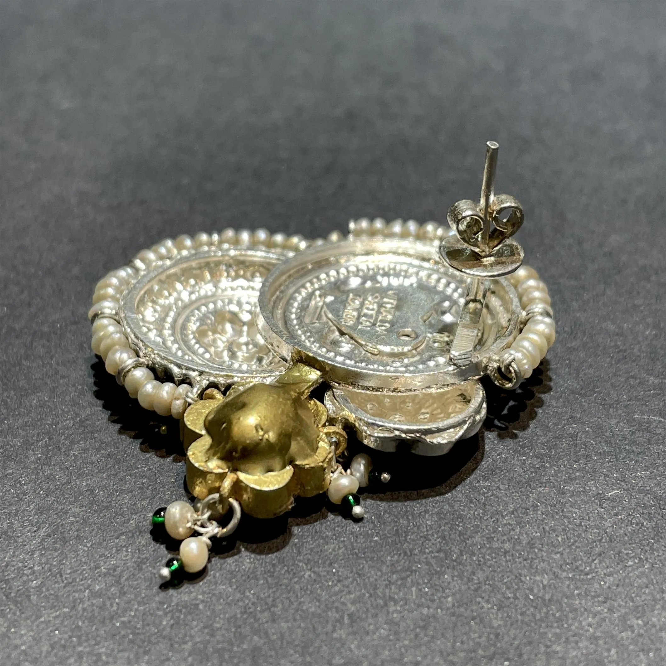 Sheetal Zaveri   I   Fleur Studs Hancrafted Earrings, Natural pearls used.  SZ-E40