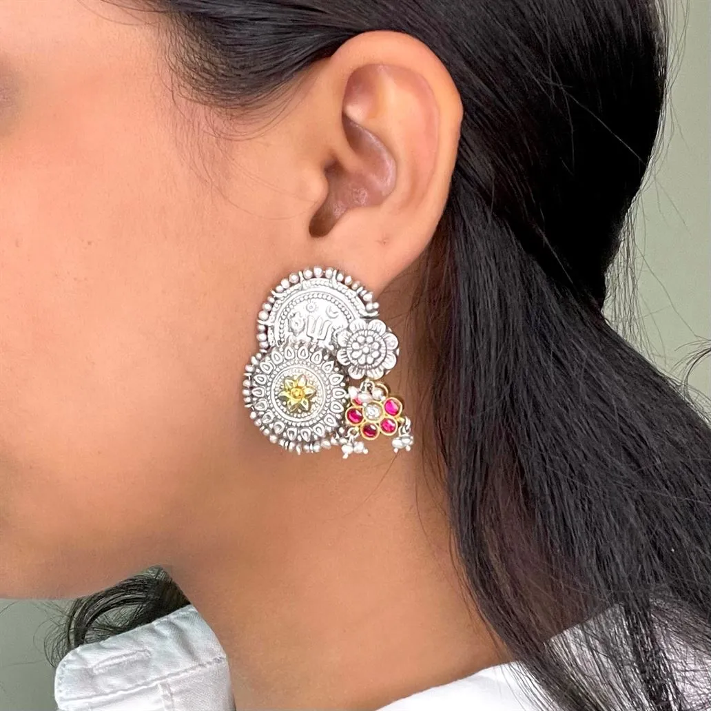 Sheetal Zaveri   I   Fleur Studs Hancrafted Earrings, Natural pearls used.  SZ-E40