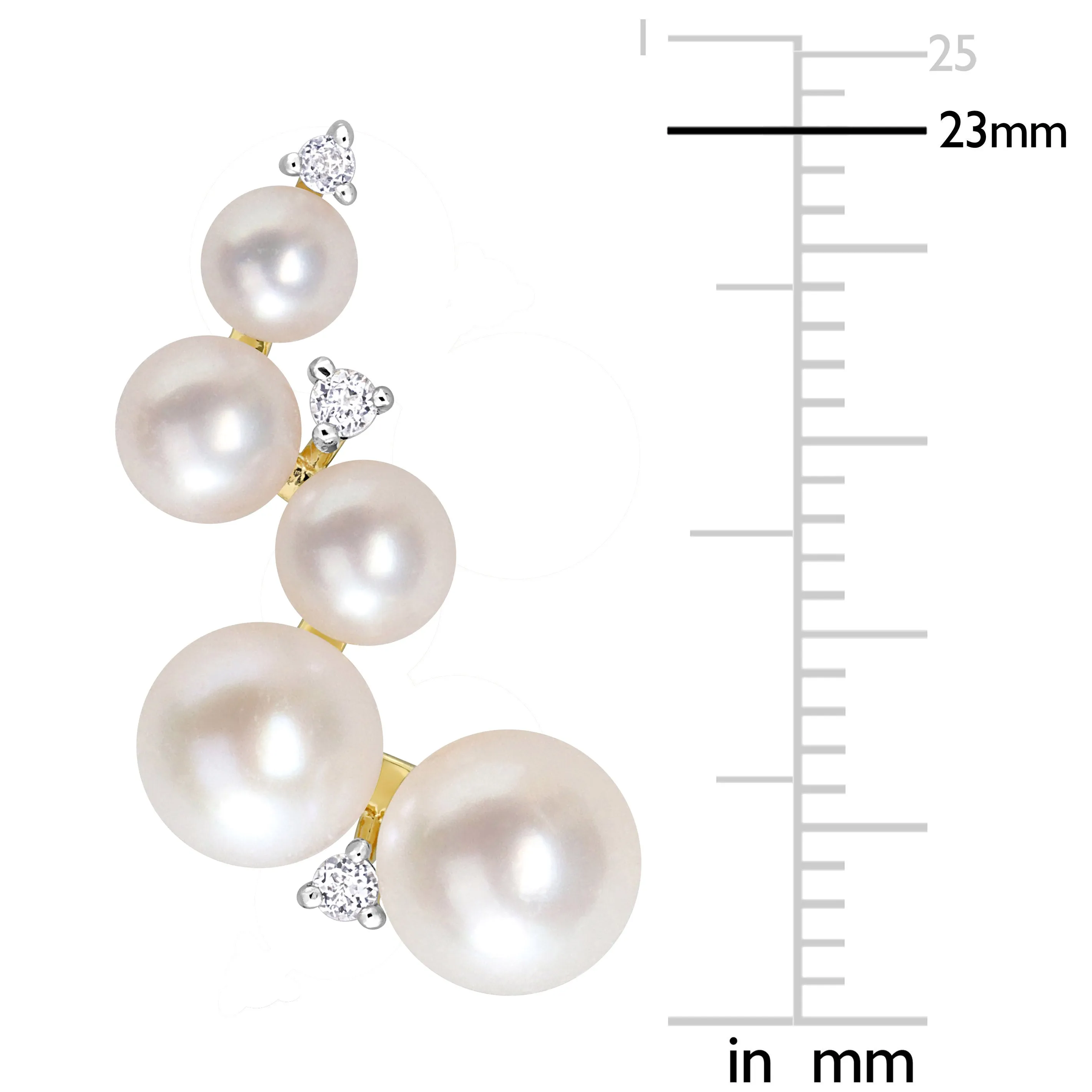 Silver Pearl and Diamond Ear Climber