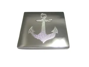 Silver Toned Etched Nautical Anchor Magnet