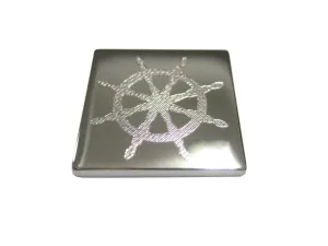 Silver Toned Etched Nautical Helm Magnet