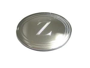 Silver Toned Etched Oval Letter Z Monogram Manget