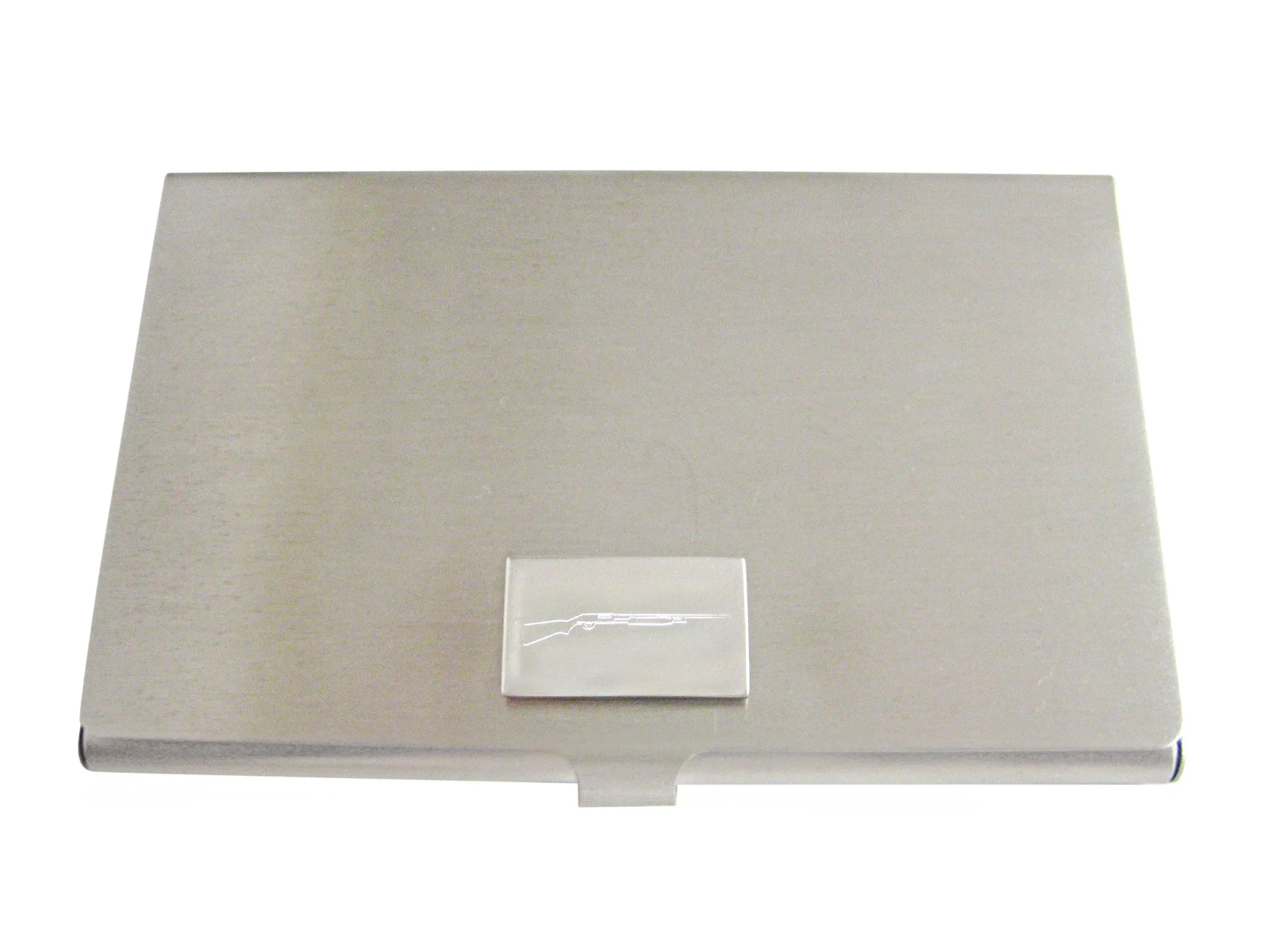 Silver Toned Etched Shotgun Business Card Holder