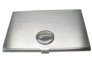 Silver Toned Oval Etched Moray Eel Fish Business Card Holder