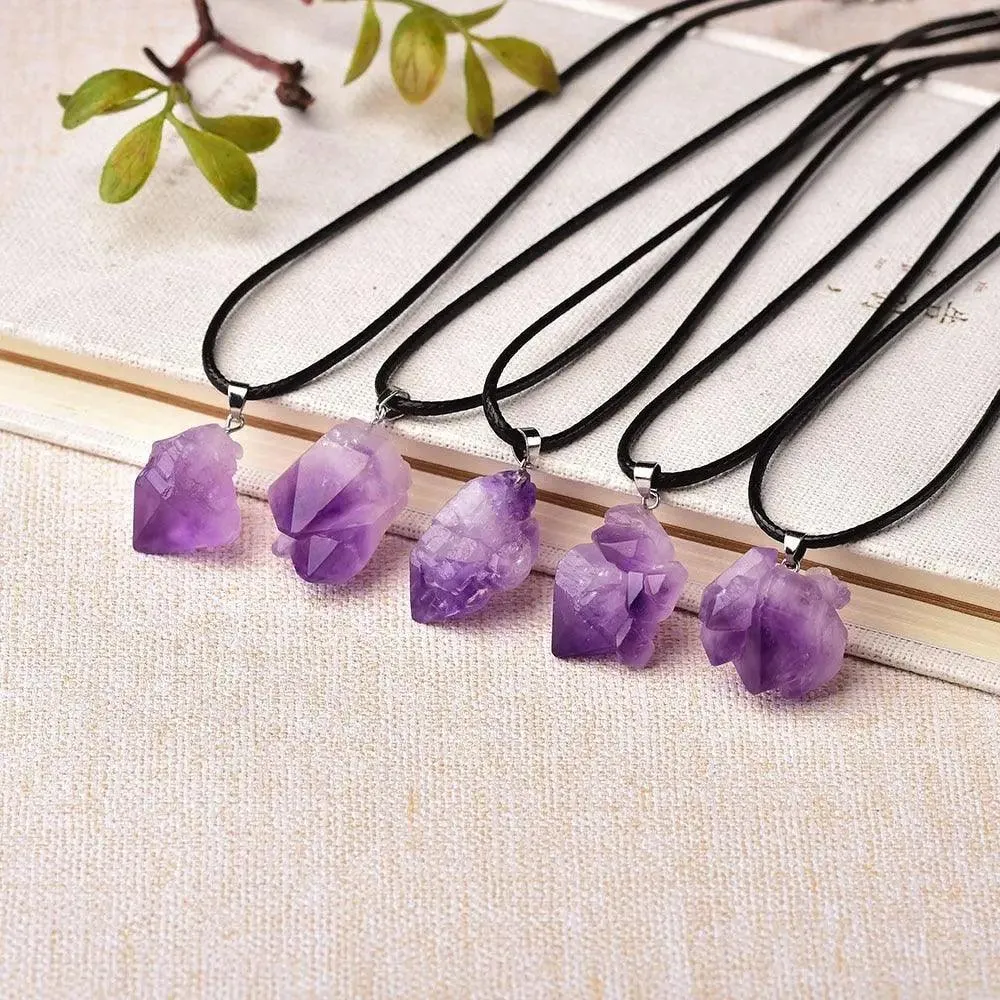 Simple Amethyst Pendant Natural Quartz Stone