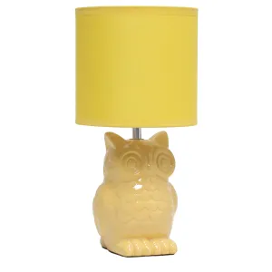 Simple Designs 12.8" Ceramic Owl Bedside Table Desk Lamp