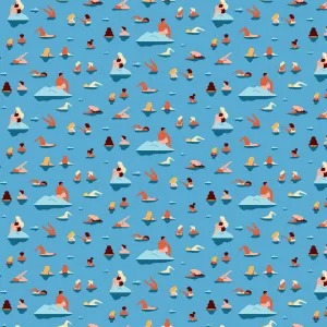 Simple Pleasures Swimmers in Blue by Naomi Wilkinson