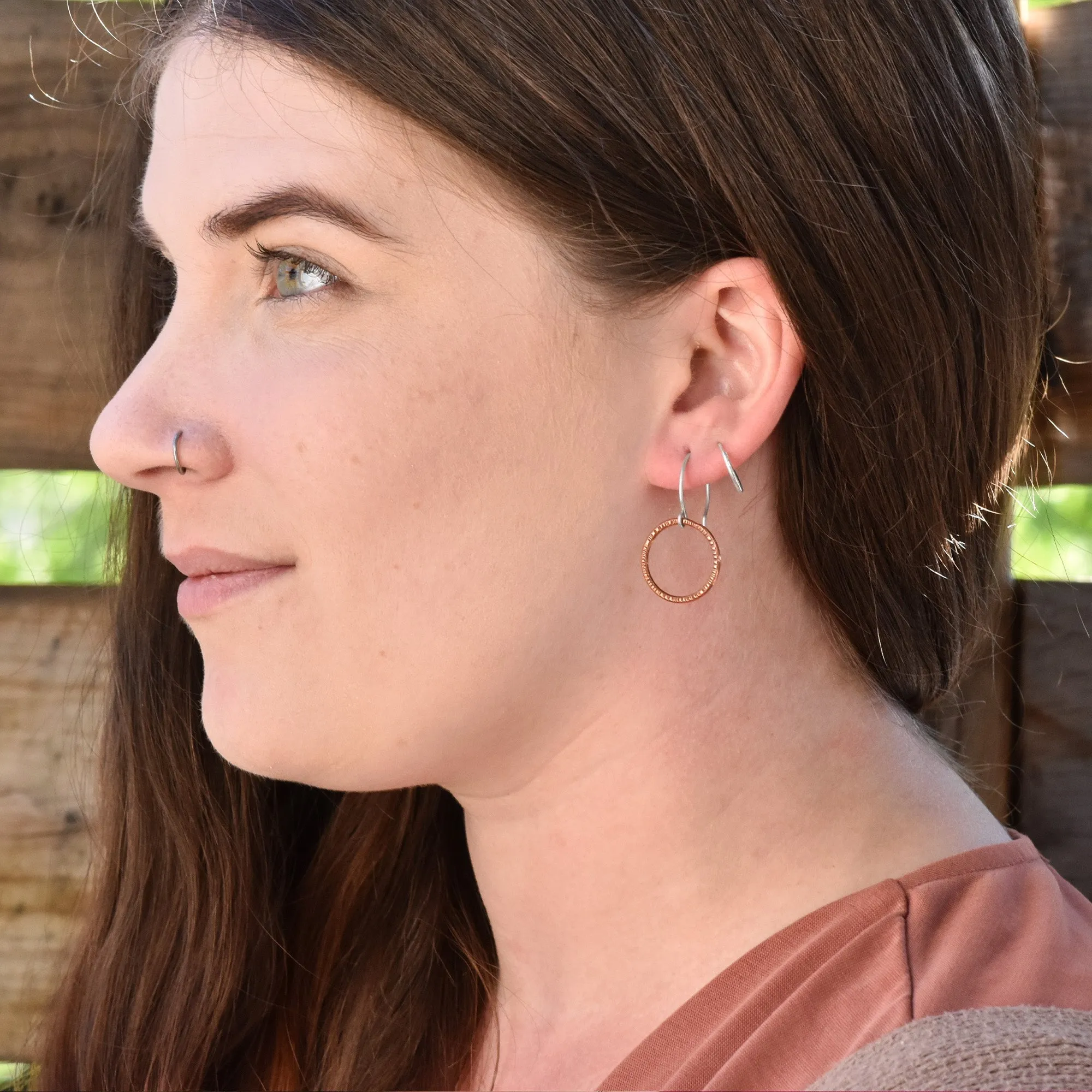 Simple Round Copper Hoop Earrings