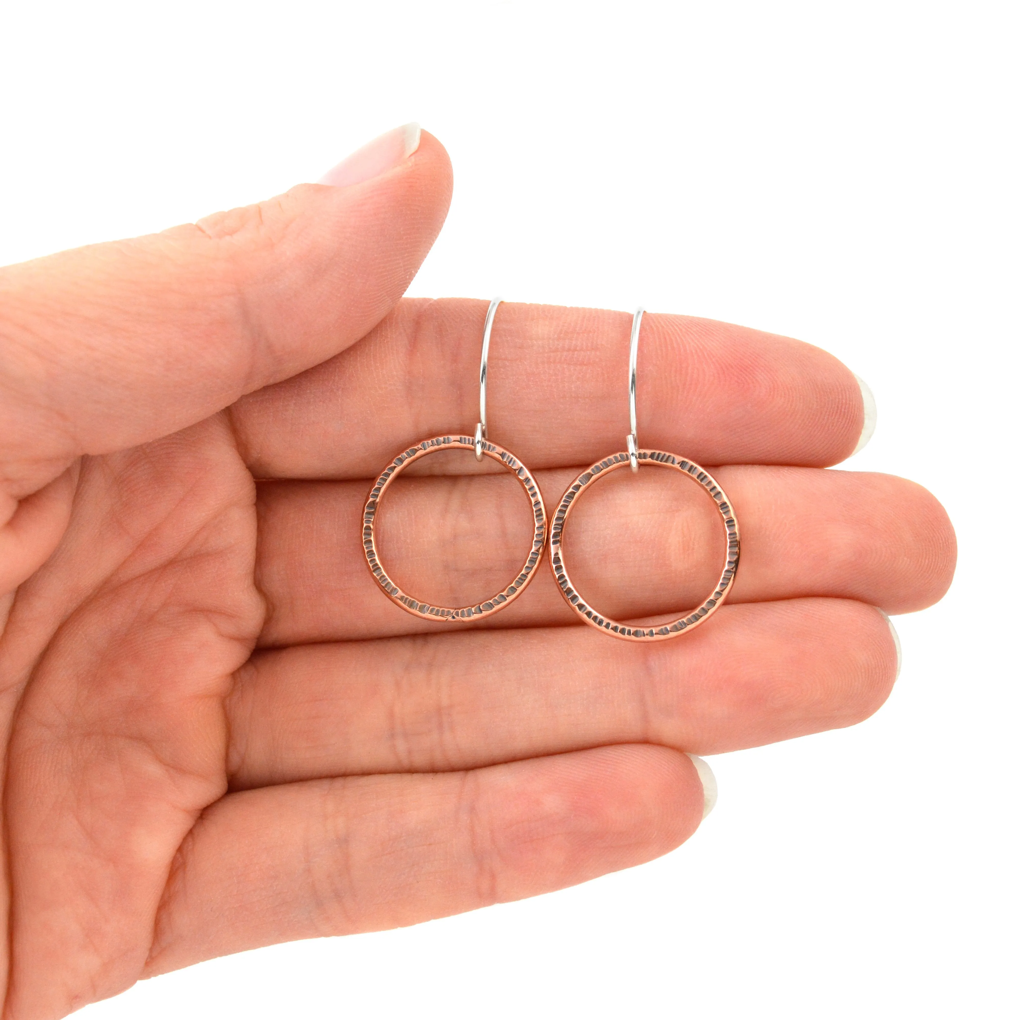 Simple Round Copper Hoop Earrings