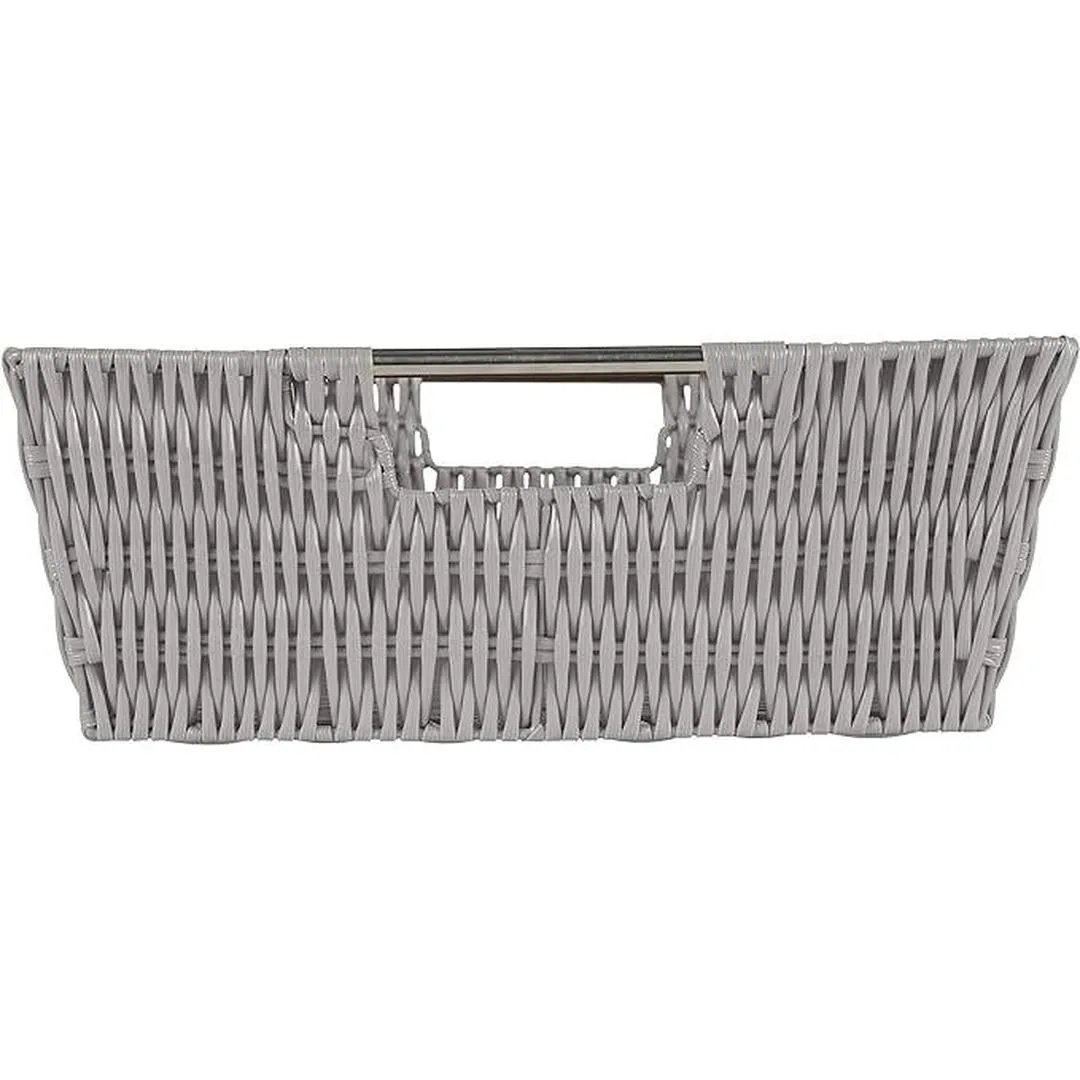 Simplify Large Shelf Storage Rattan Tote Basket in Grey