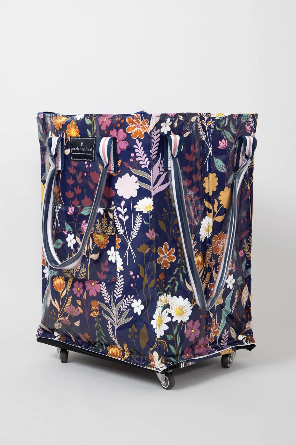 Simply Southern Rolling Tote Bag in Navy Floral | 0224-BAG-ROLLTOTE-NVYFLD