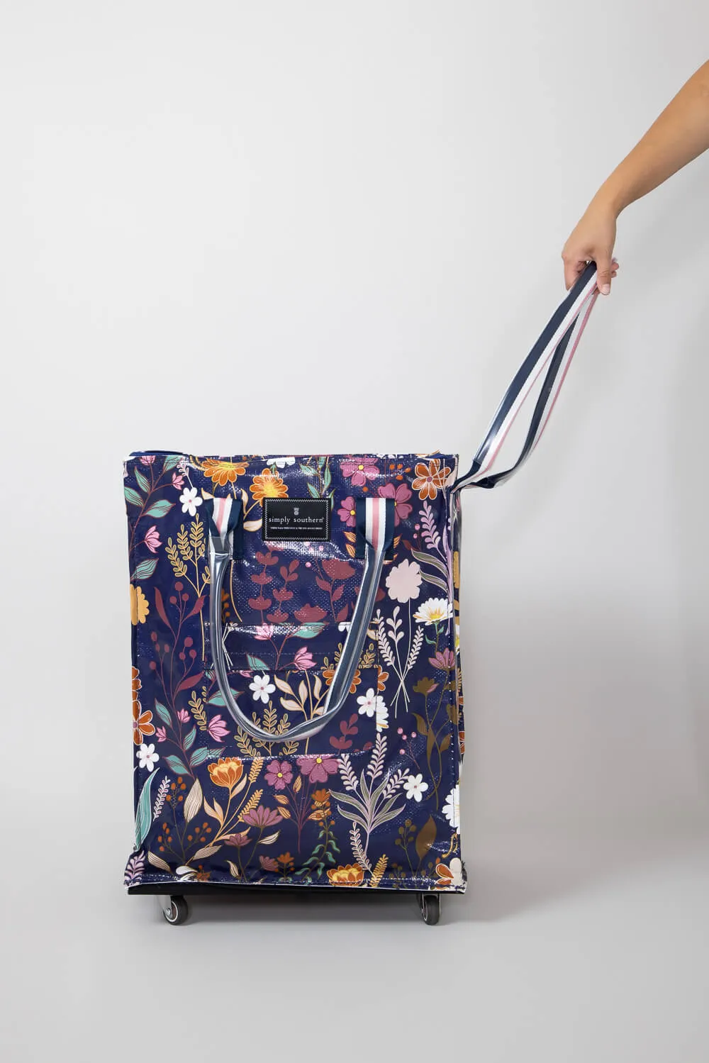 Simply Southern Rolling Tote Bag in Navy Floral | 0224-BAG-ROLLTOTE-NVYFLD