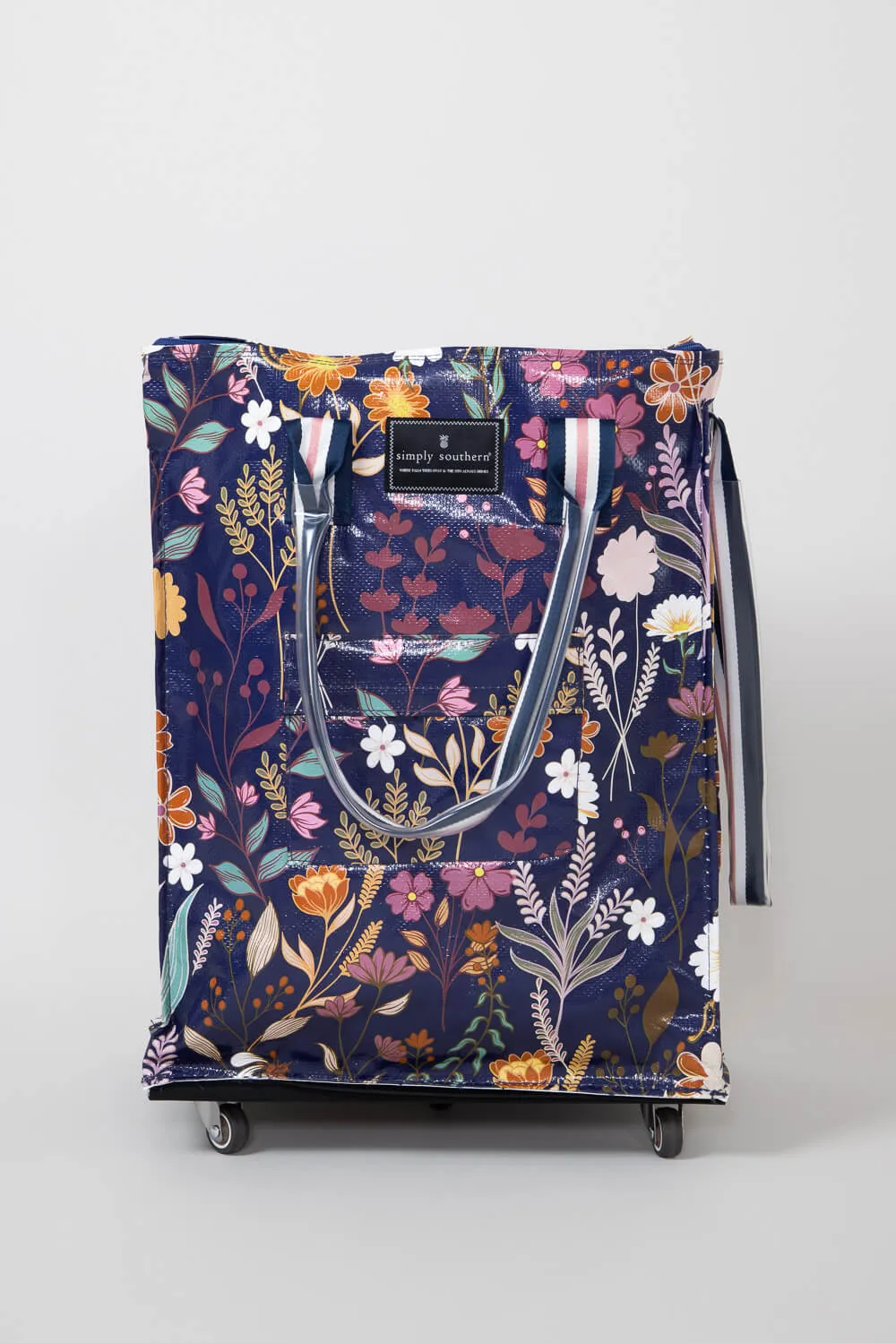 Simply Southern Rolling Tote Bag in Navy Floral | 0224-BAG-ROLLTOTE-NVYFLD