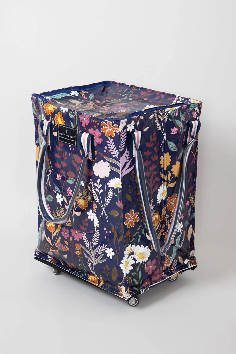 Simply Southern Rolling Tote Bag in Navy Floral | 0224-BAG-ROLLTOTE-NVYFLD