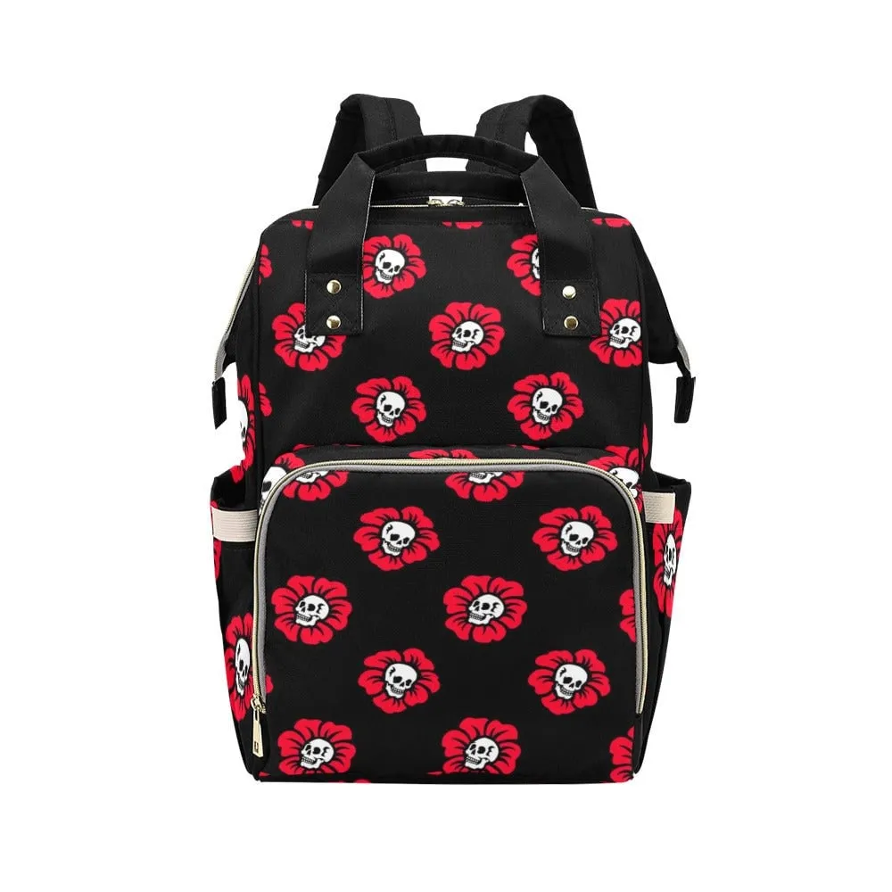 Skull Goth Diaper Bag Backpack Celestial Witchy Goth Baby Shower Gift Idea Insulated Travel Bottle Cooler Boho Moms Dads New Parents Newborn
