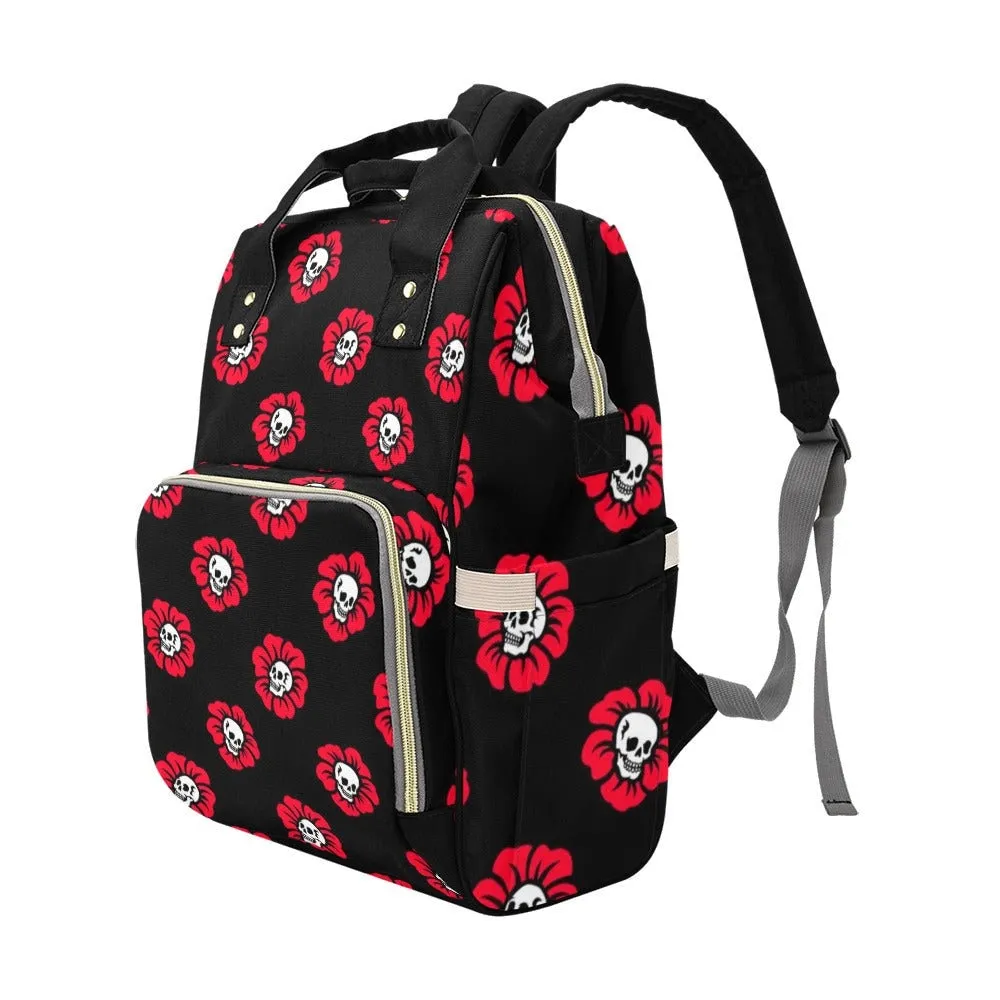 Skull Goth Diaper Bag Backpack Celestial Witchy Goth Baby Shower Gift Idea Insulated Travel Bottle Cooler Boho Moms Dads New Parents Newborn