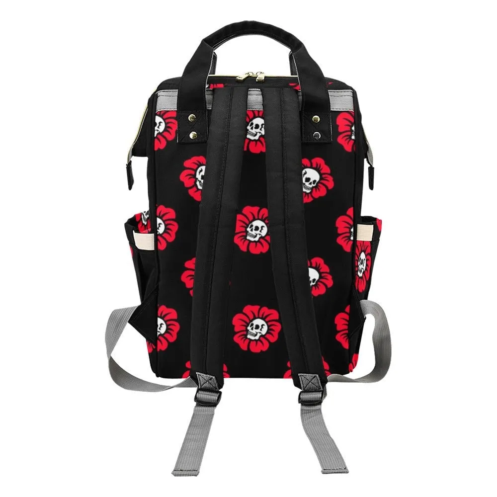 Skull Goth Diaper Bag Backpack Celestial Witchy Goth Baby Shower Gift Idea Insulated Travel Bottle Cooler Boho Moms Dads New Parents Newborn