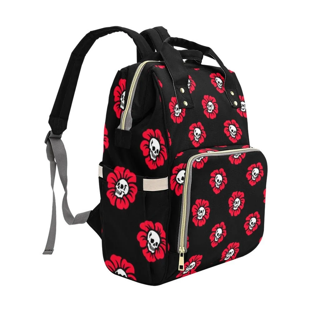 Skull Goth Diaper Bag Backpack Celestial Witchy Goth Baby Shower Gift Idea Insulated Travel Bottle Cooler Boho Moms Dads New Parents Newborn