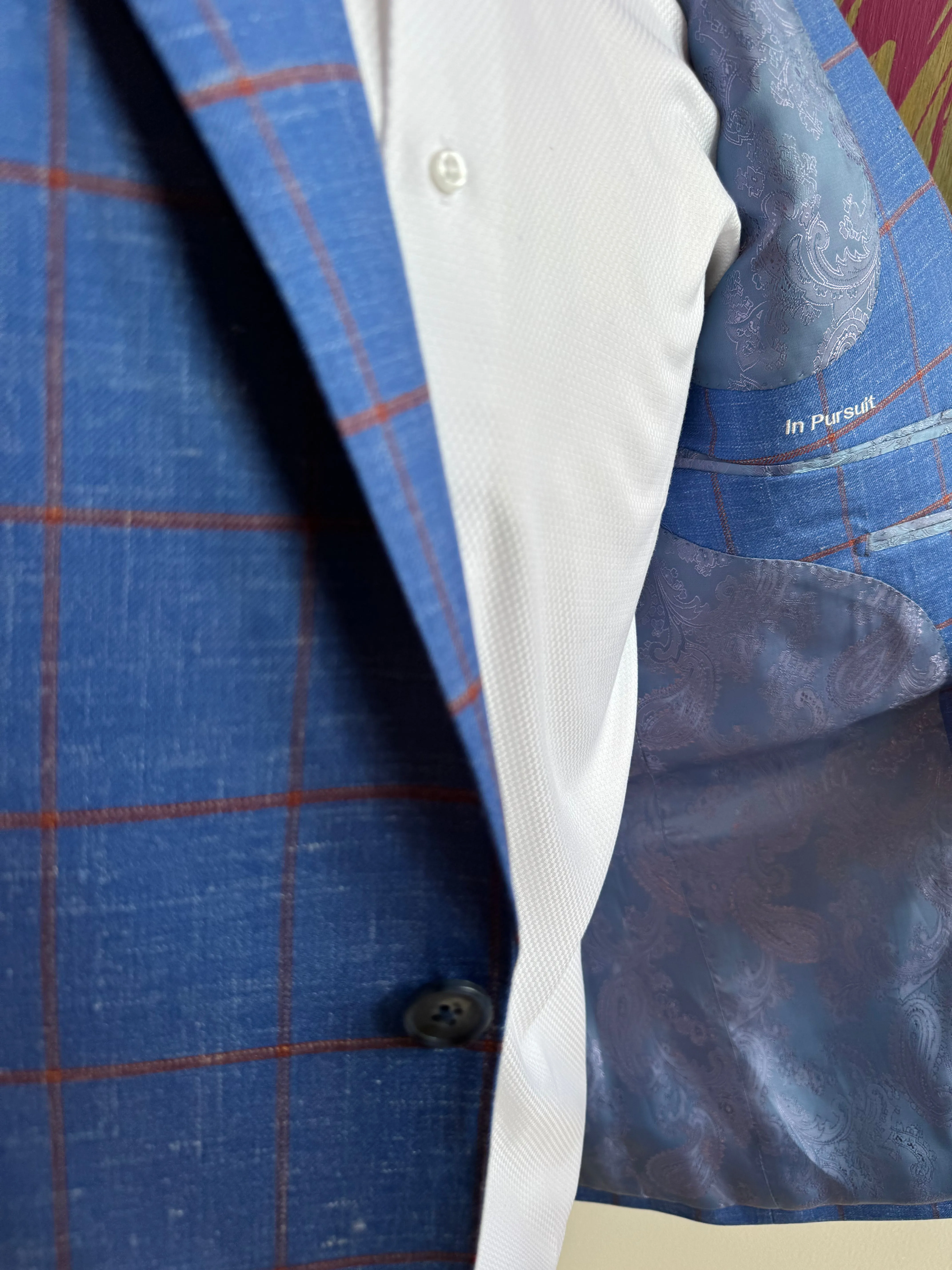 Sky Blue with Orange Windowpane Blazer