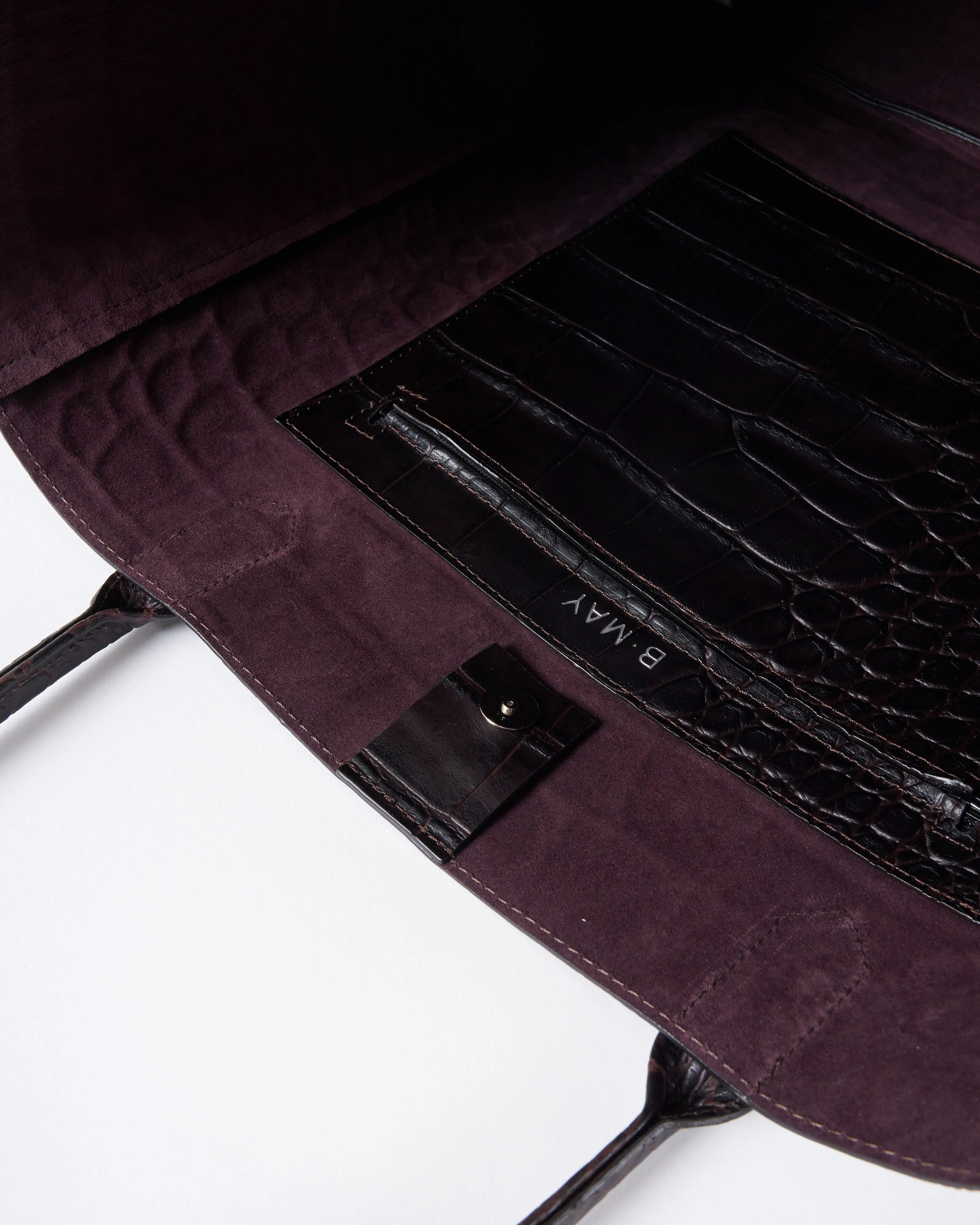 slouchy pocket tote - espresso embossed croc