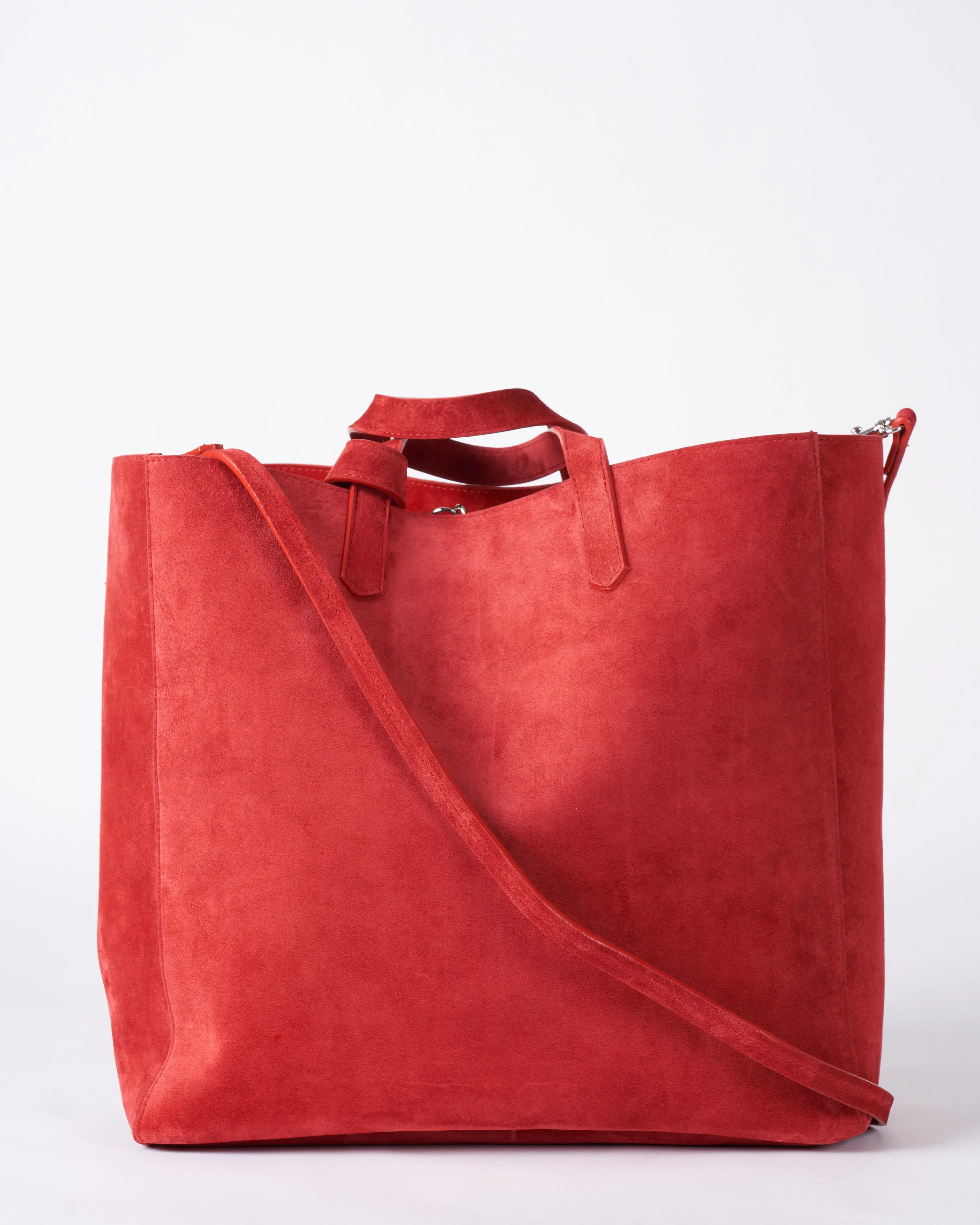 slouchy tote - red suede