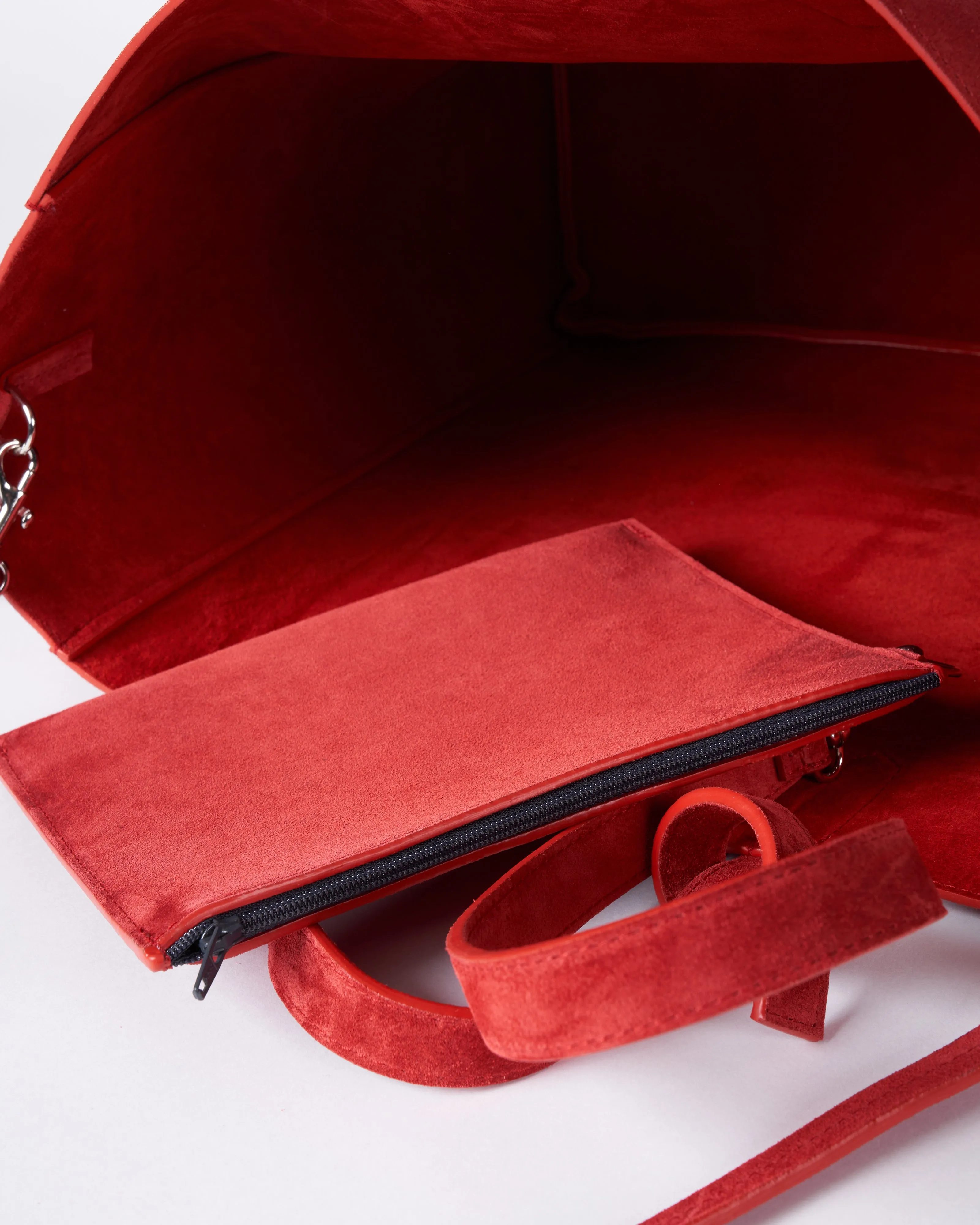 slouchy tote - red suede