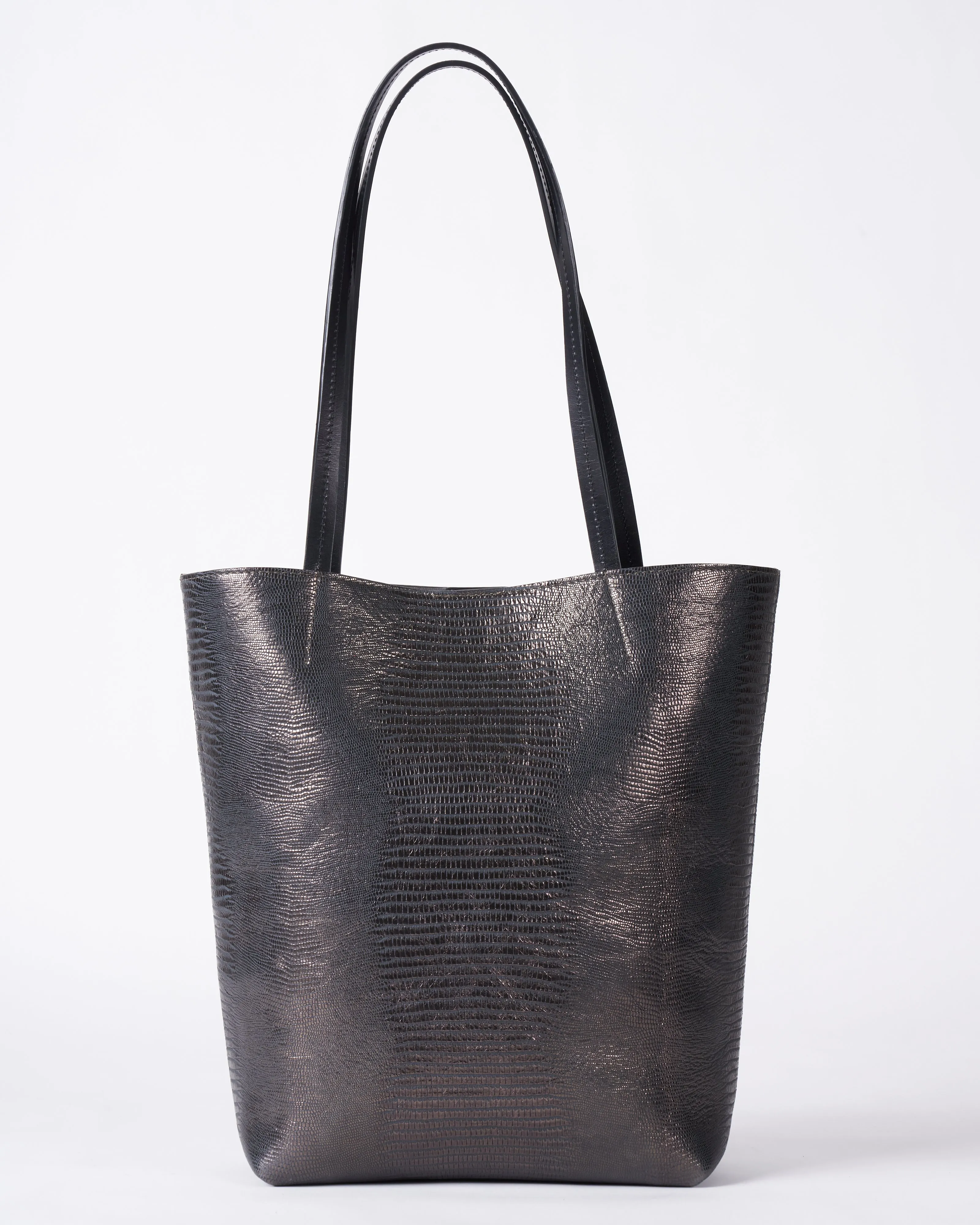small essential tote - metal embossed lizard