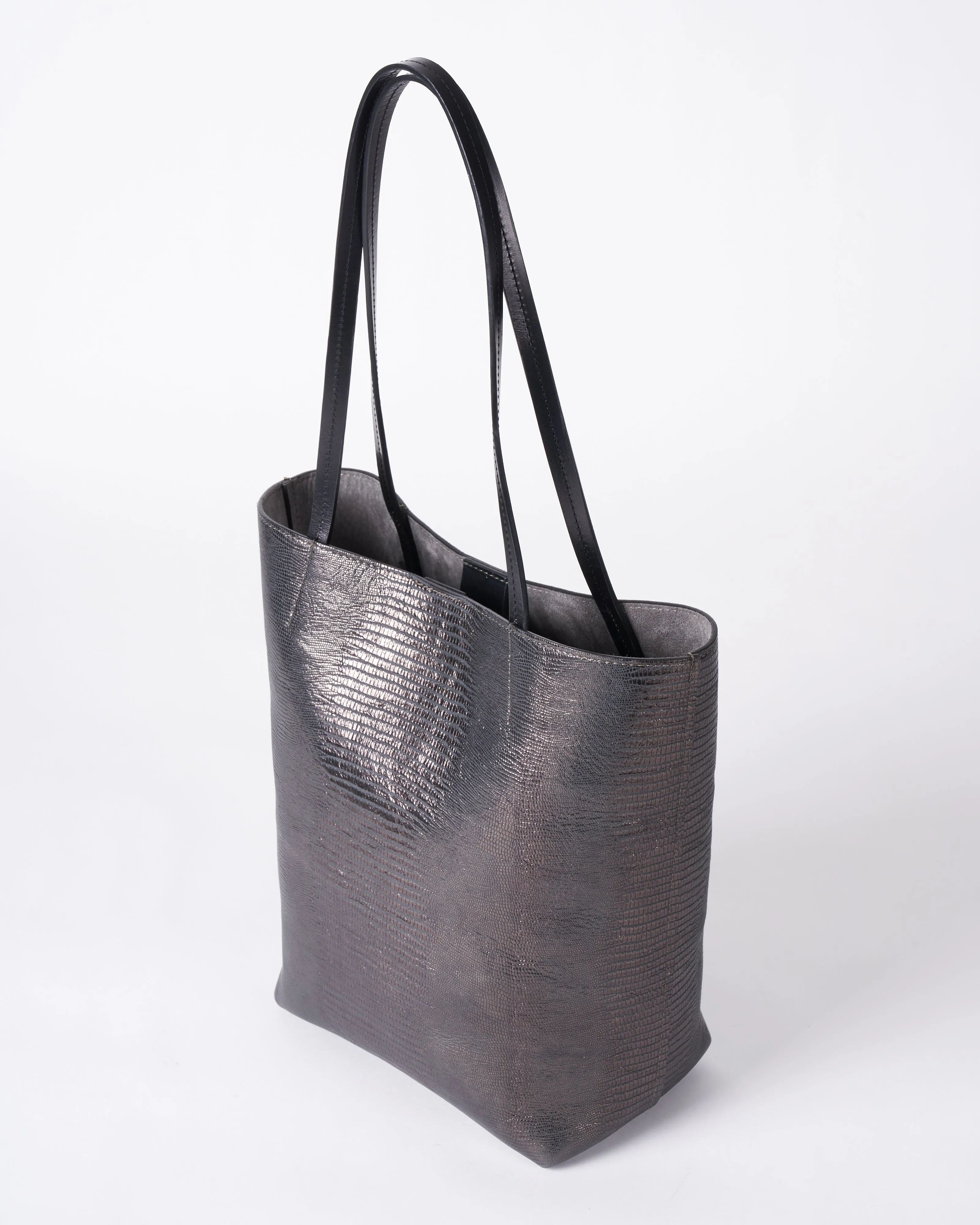 small essential tote - metal embossed lizard
