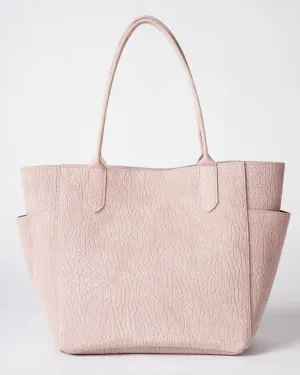 small pocket tote - blush embossed suede