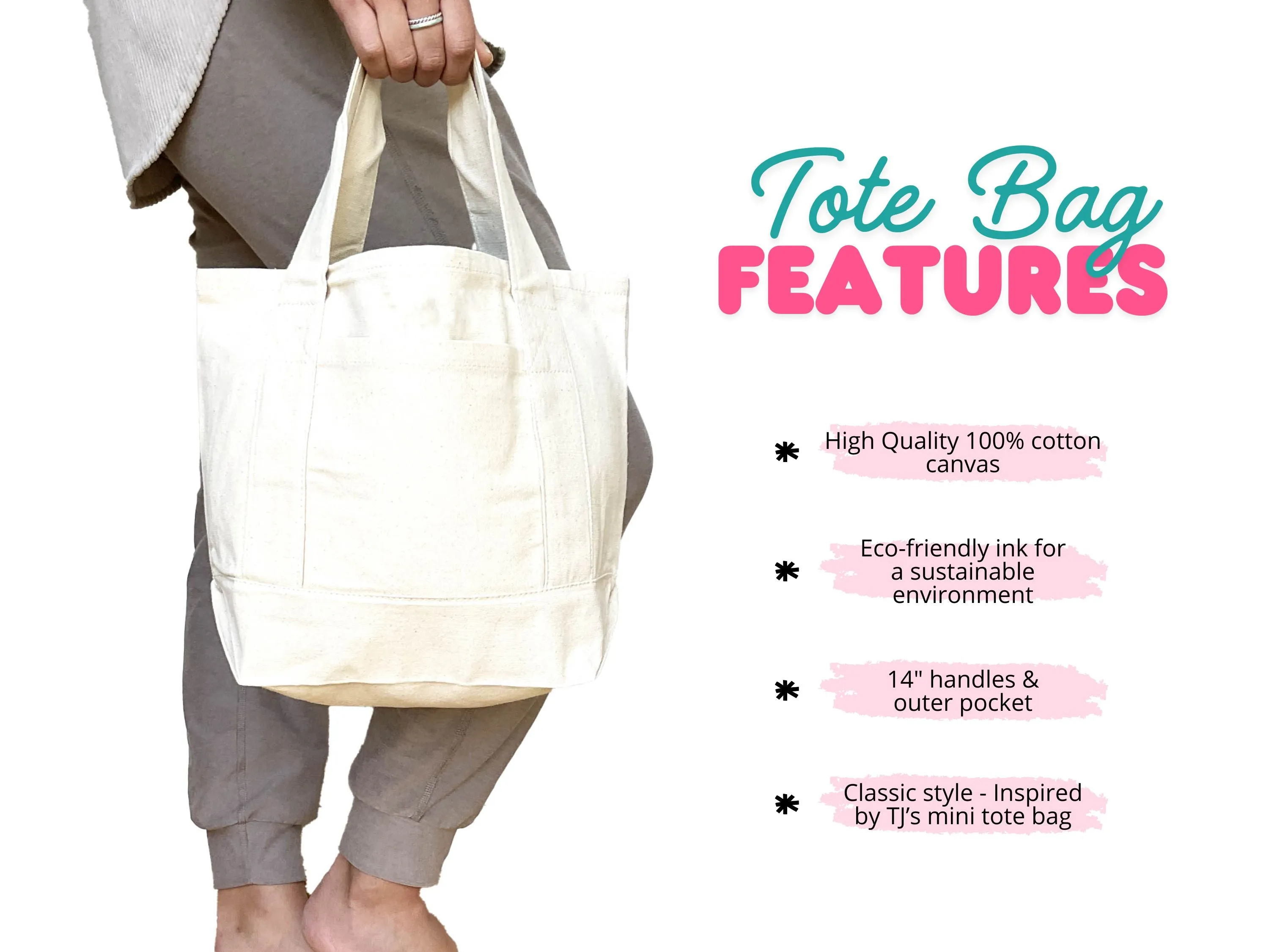 Sorority Letters Natural Trim Mini Tote Bag – Trader Joe's Inspired, Greek Life Gifts, Big Little Gifts, Bid Day Tote, Reusable Canvas Bag