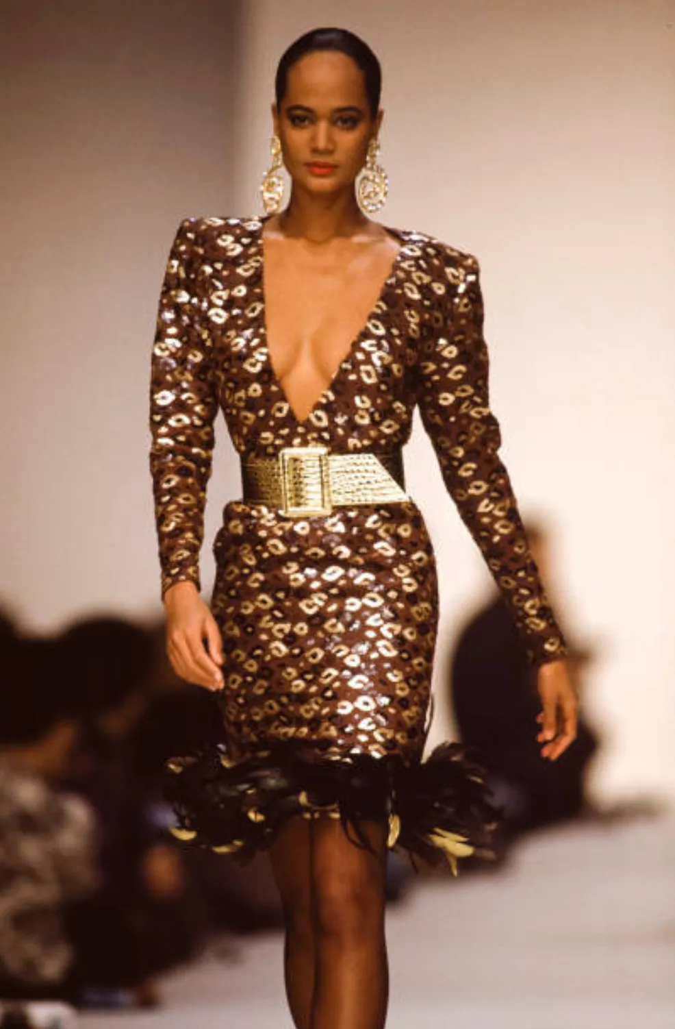 Spectacular Fall 1990 Givenchy Red Silk Organza Button Dress w Sequins & Velvet Trim &