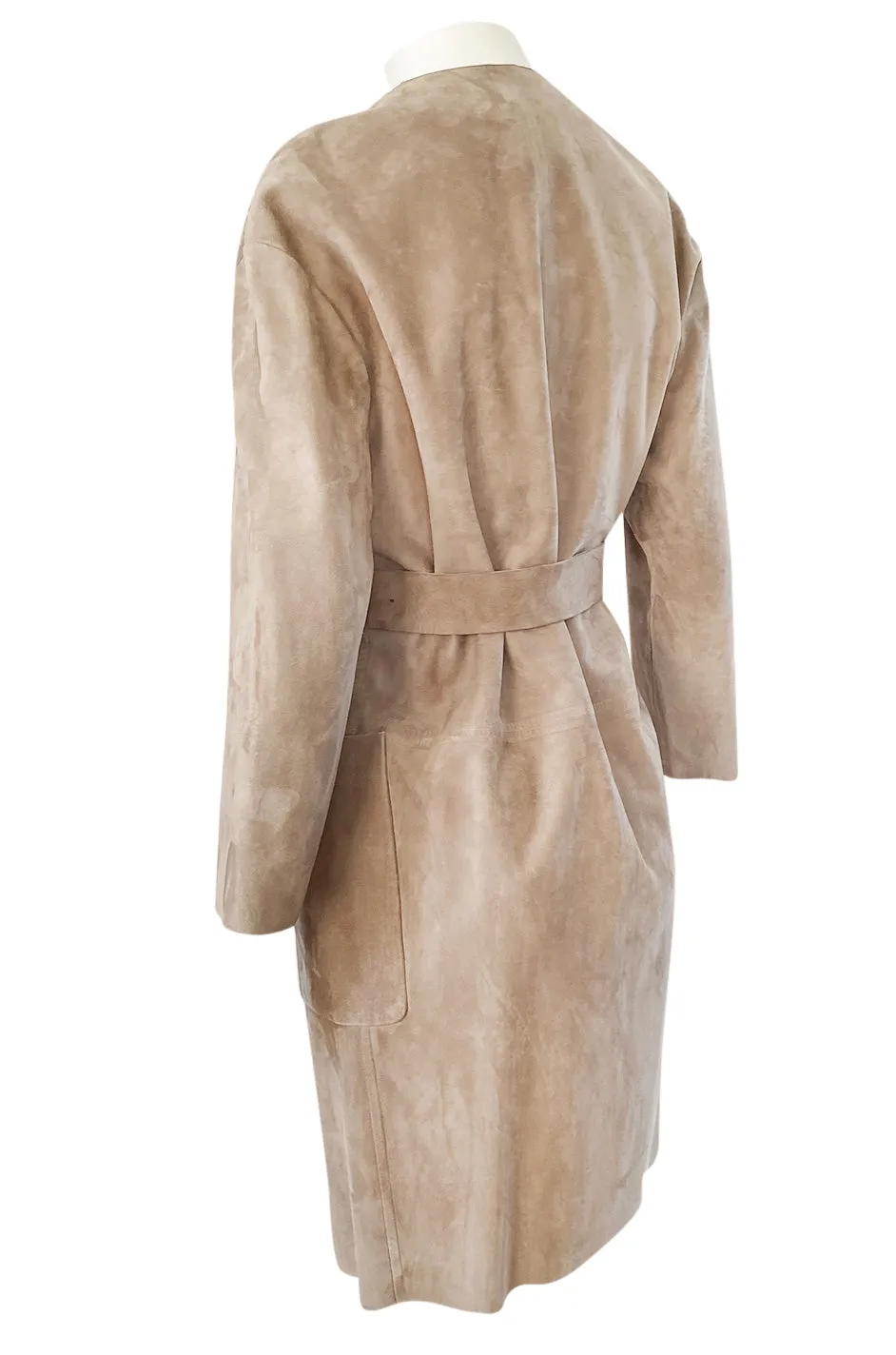Spring 2014 Burberry Prorsum Runway Butter Soft Suede Wrap Coat