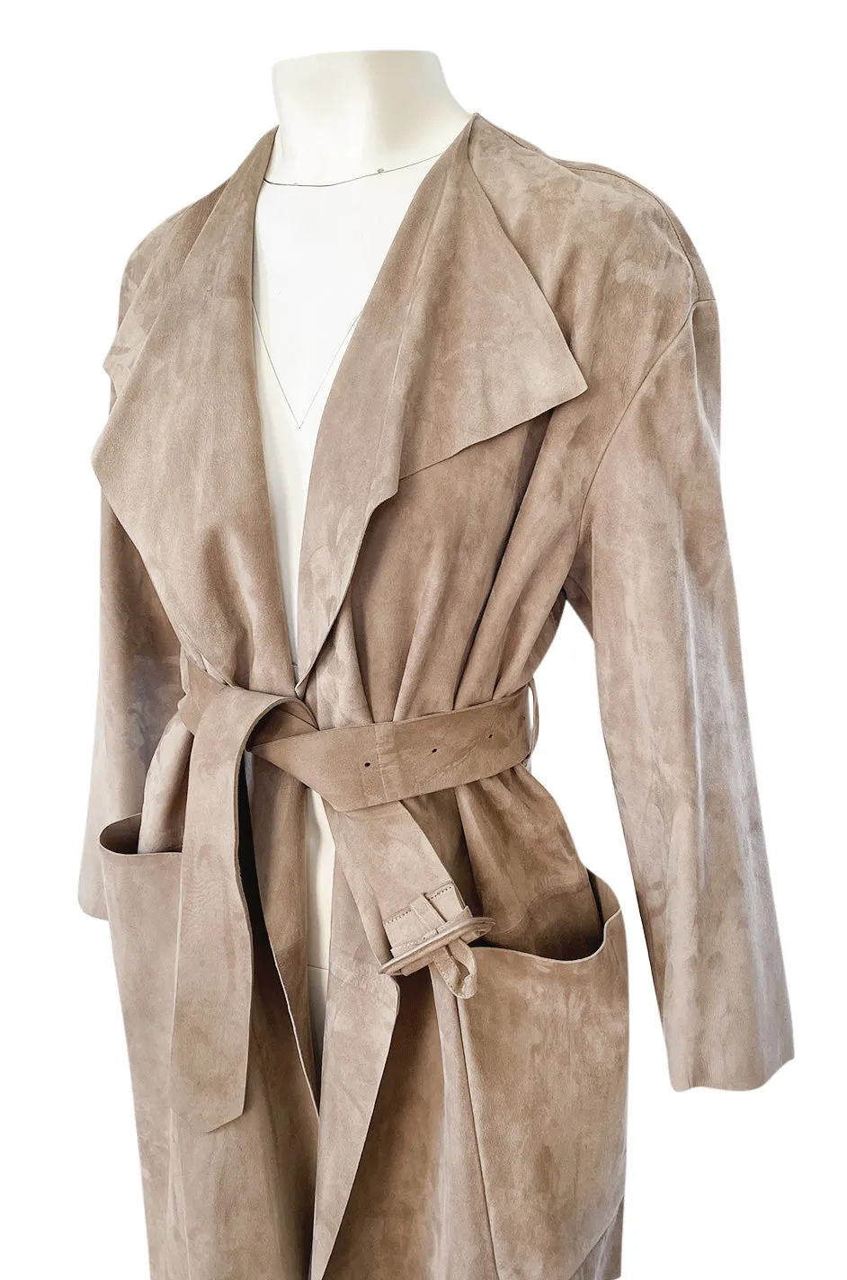 Spring 2014 Burberry Prorsum Runway Butter Soft Suede Wrap Coat