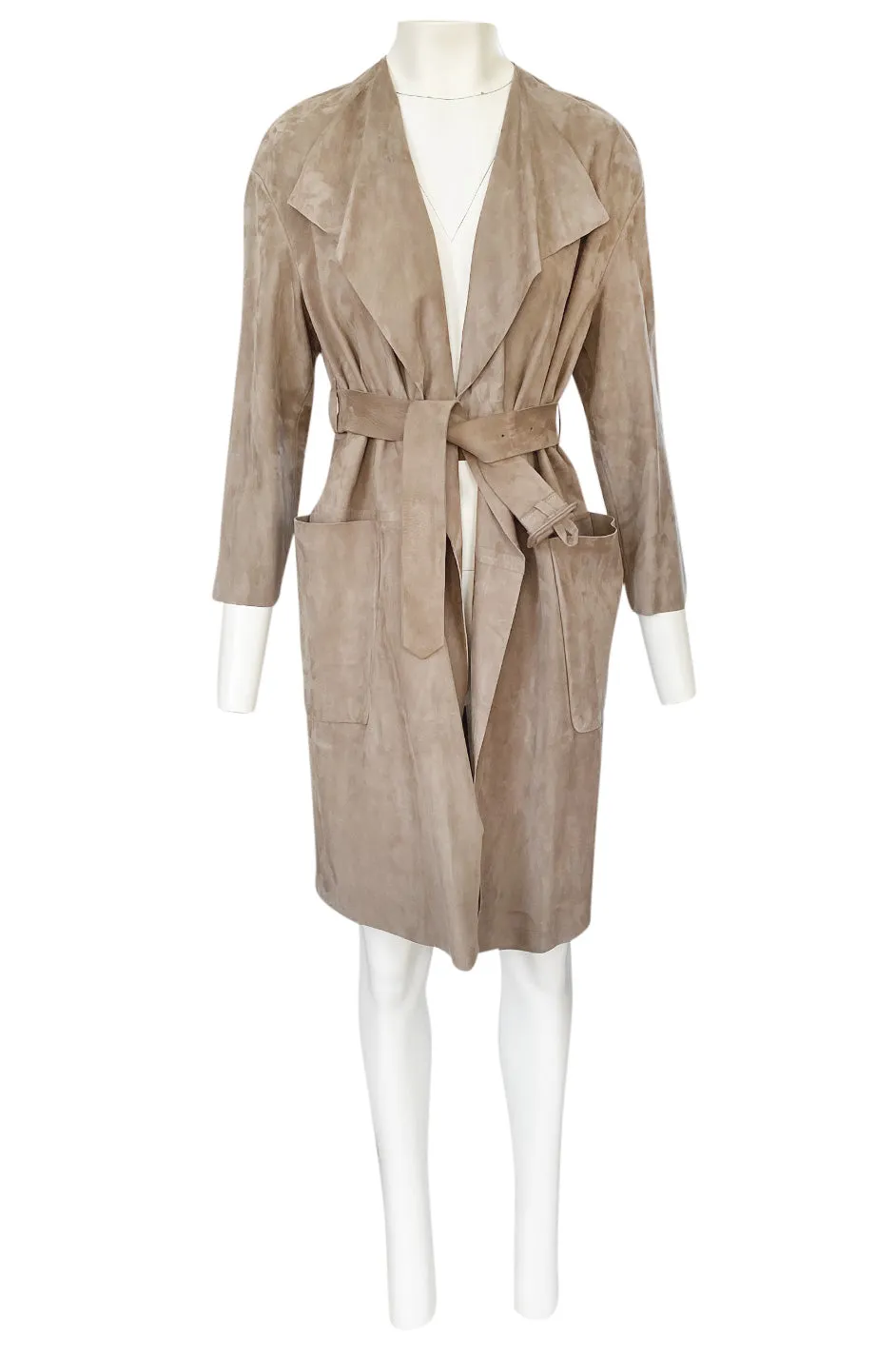 Spring 2014 Burberry Prorsum Runway Butter Soft Suede Wrap Coat