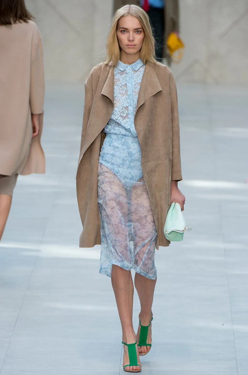 Spring 2014 Burberry Prorsum Runway Butter Soft Suede Wrap Coat