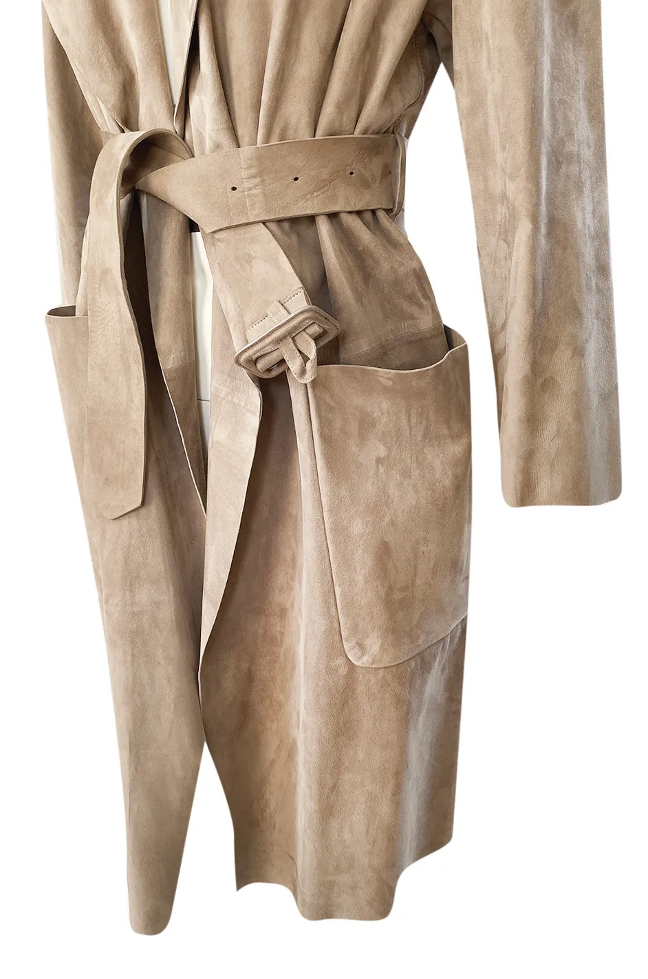 Spring 2014 Burberry Prorsum Runway Butter Soft Suede Wrap Coat