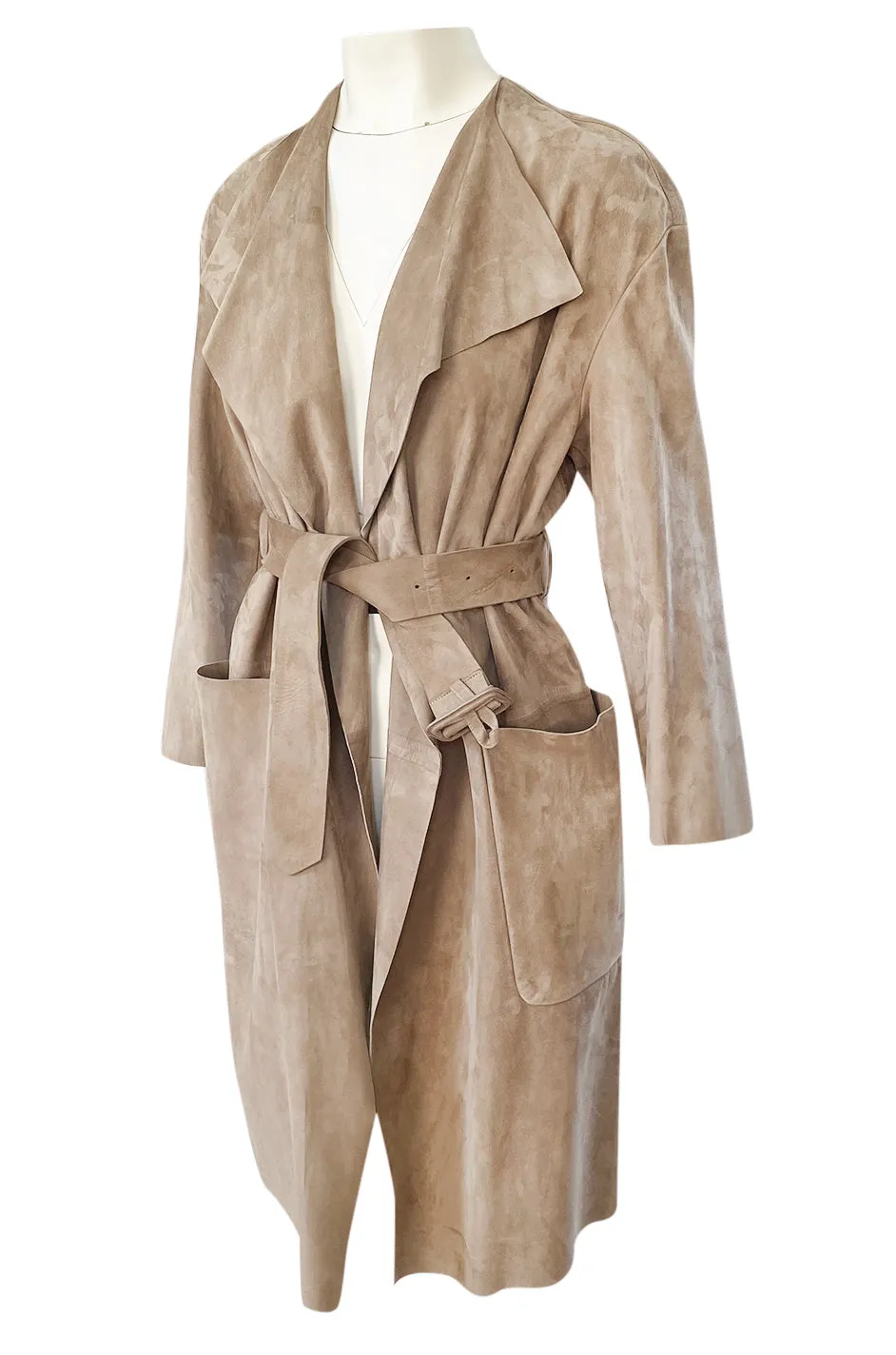 Spring 2014 Burberry Prorsum Runway Butter Soft Suede Wrap Coat