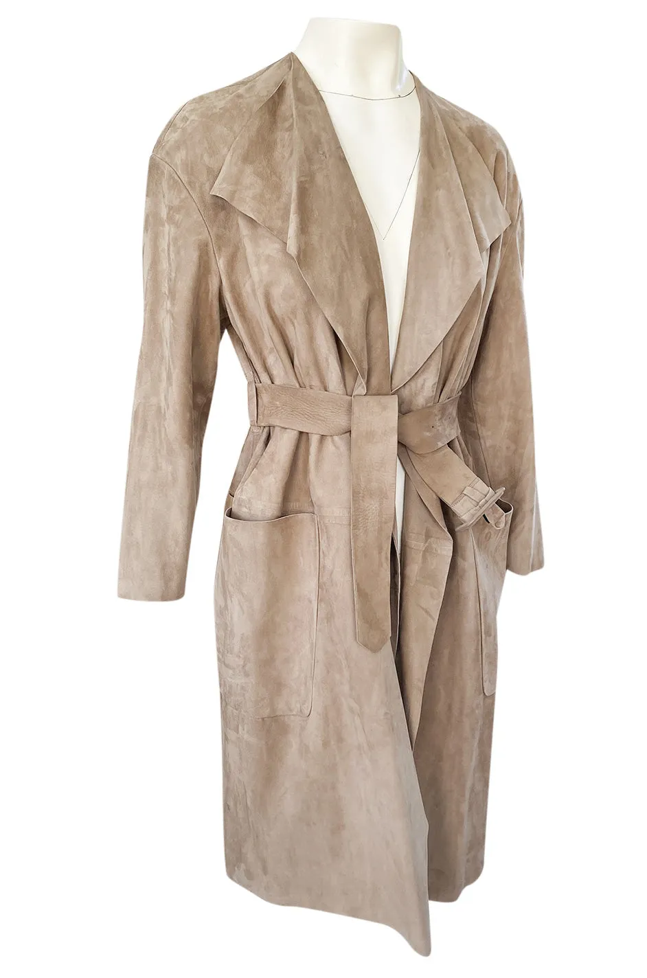 Spring 2014 Burberry Prorsum Runway Butter Soft Suede Wrap Coat