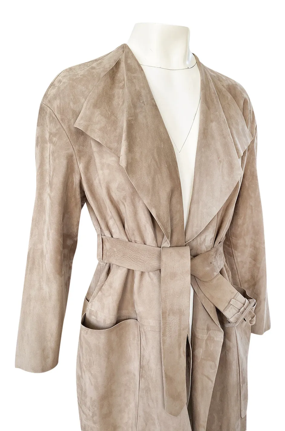 Spring 2014 Burberry Prorsum Runway Butter Soft Suede Wrap Coat