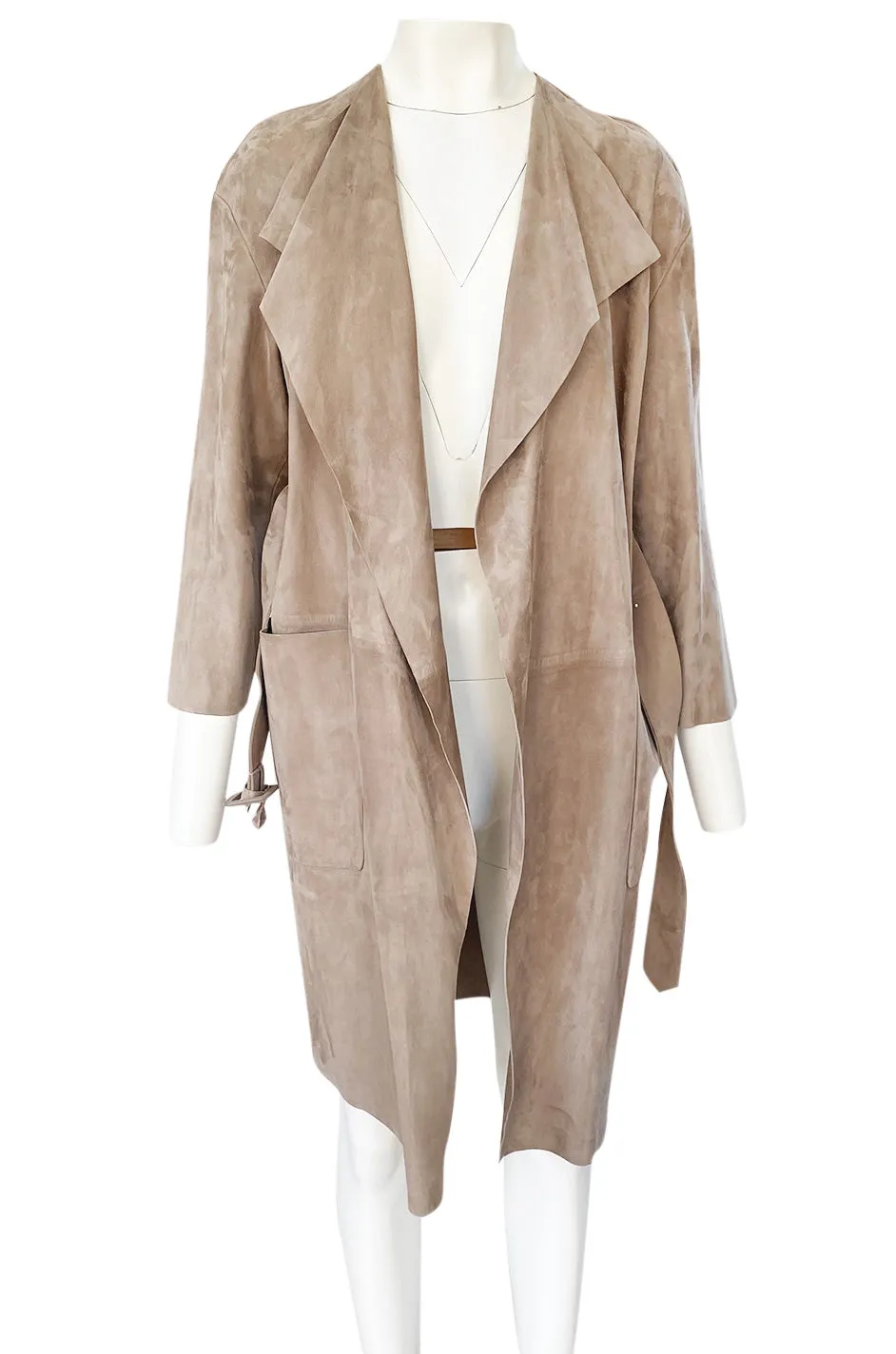 Spring 2014 Burberry Prorsum Runway Butter Soft Suede Wrap Coat